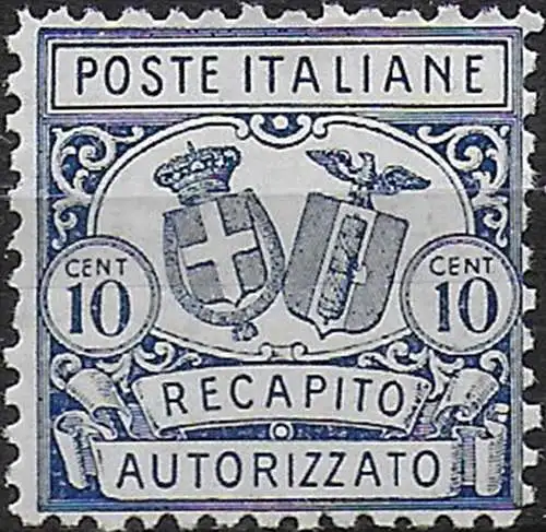 1928 Italia Authorised delivery 10c. azzurro mc MNH Sassone n. 1