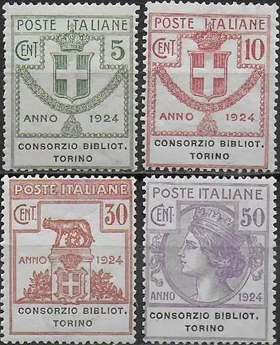 1924 Italia Parastatali Biblioteche Torino 4v. MNH Sassone n. 30/33