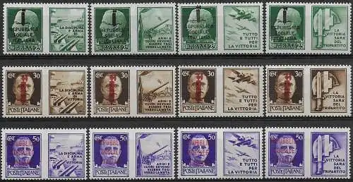 1944 Repubblica Sociale war propaganda 12v. MNH Sassone n. 25/36