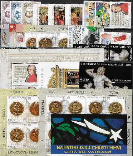 2006 Vaticano complete year 27v+5MS+1 booklet MNH