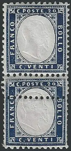 1862 Italia VE II 20c. indaco varietà MNH Sassone n. 2nf