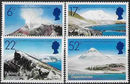 1984 Falkland Islands Dependencies volcanoes 4v. MNH Michel n. 125/28