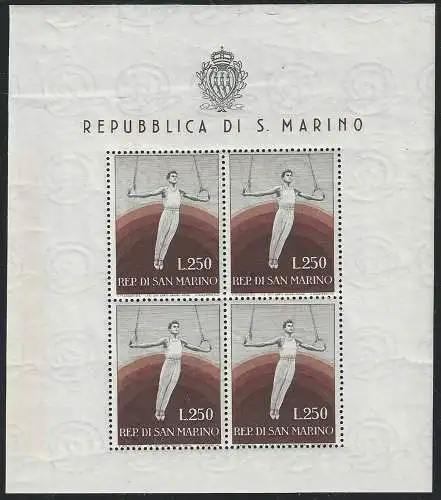 1955 San Marino gymnast Lire 250 MS MNH Sassone n. 17