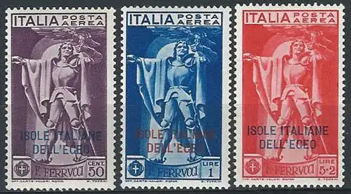 1930 Egeo aerea Ferrucci 3v. MNH Sassone n. 1/3