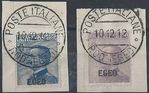 1912 Egeo VE III "EGEO" 2v. canceled Sassone n. 1/2