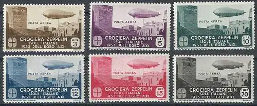 1933 Egeo aerea Zeppelin 6v. MH Sassone n. A22/27