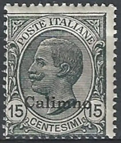 1921-22 Egeo Calino 15c. grigio mc MNH Sassone n. 10