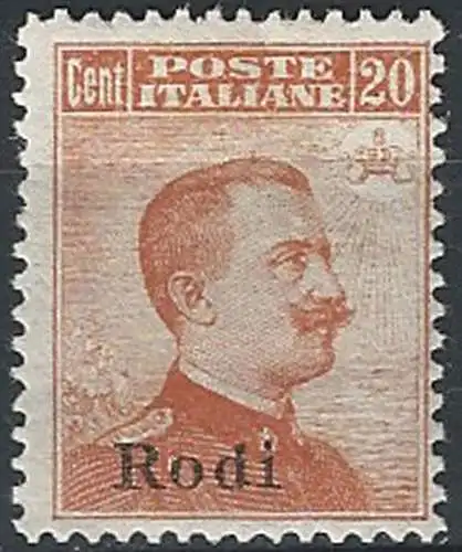 1917 Egeo Rodi 20c. arancio mc MNH Sassone n. 10