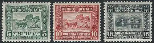 1928-29 Eritrea soggetti africani 3v. bc. MNH Sassone n. 129/31