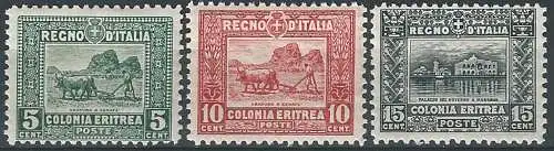 1928-29 Eritrea soggetti africani 3v. MNH Sassone n. 129/31