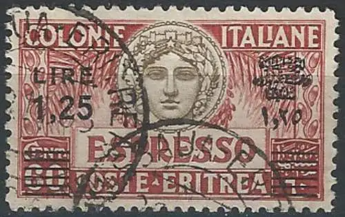 1935 Eritrea Express Lire1,25 on 60c. cancelled Sassone n. 8