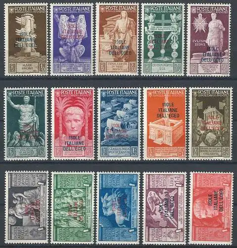 1938 Egeo Augusto 15v. MNH Sassone n. 99/108+A