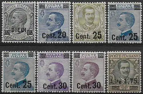 1924-25 Italia VE III new values opt 8v. bc MNH Sassone n. 175/82