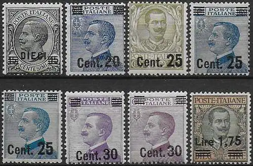 1924-25 Italia VE III new values opt 8v. MNH Sassone n. 175/82