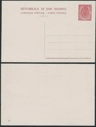 1925 San Marino cartoline postali Stemma Filagrano C15A