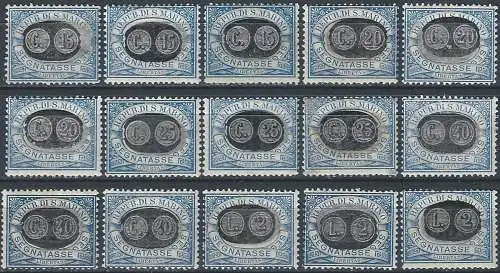 1931 San Marino segnatasse 15v. MNH Sassone n. 32/46