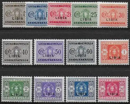 1934 Libia Segnatasse 13v. MNH Sassone n. 12/24