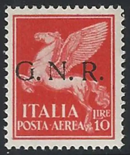 1944 Repubblica Sociale L. 10 GNR VR airmail varietà MNH Sassone n. 124d