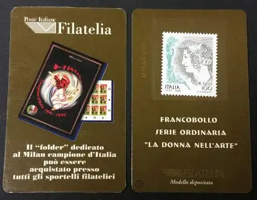 1999 Italia tessera filatelica omaggio L 100/0,05 Unif n. 2A