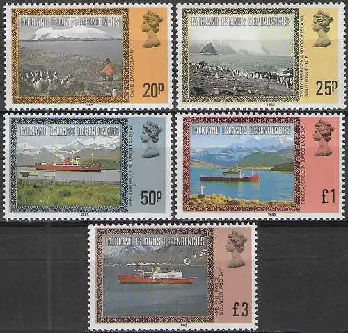 1985 Falkland Islands Dependencies 5v. MNH Michel n. 88III/92III