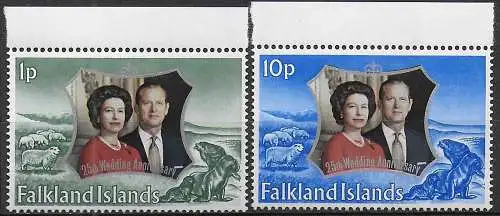 1972 Falkland Islands royal silver wedding 2v. MNH Michel n. 218/19