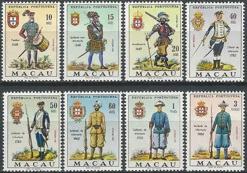 1966 Macao uniformi 8v. MNH Yvert n. 403/410