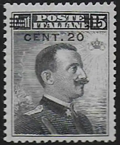 1916 Italia VE III 20c. su 15c. grigio nero bc MNH Sassone n.106