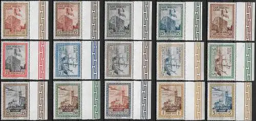 1942 San Marino Arbe 15v. bf MNH Sassone n. 215/24+PA