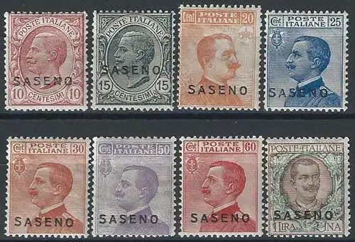 1923 Saseno 8v. MNH Sassone n. 1/8