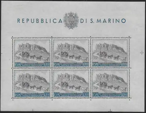 1949 San Marino Lire 100 UPU MS MNH Sassone n. 8