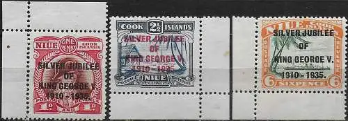 1935 Niue Silver Jubilee 3v. af MNH SG n. 69/71