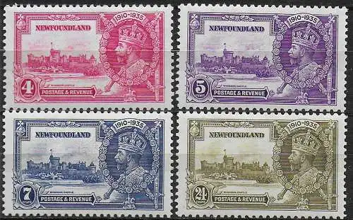 1935 Newfoundland Silver Jubilee 4v. MNH SG n. 250/53