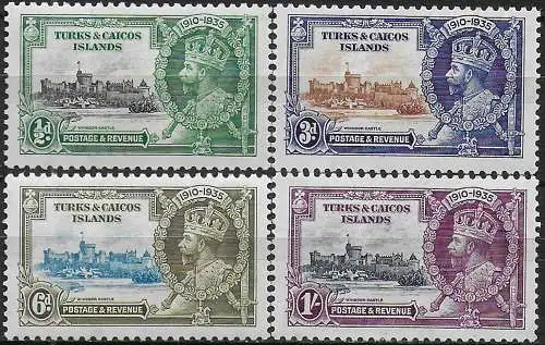 1935 Turks and Caicos Silver Jubilee 4v. MNH SG n. 187/90