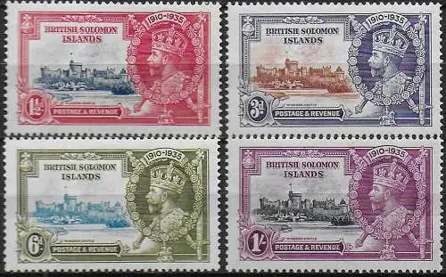 1935 British Solomon Silver Jubilee 4v. MNH SG. n. 53/56