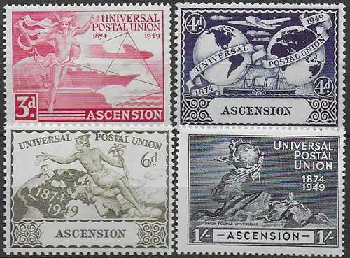 1949 Ascension UPU 75th Anniversary 4v. MNH SG n. 52/55