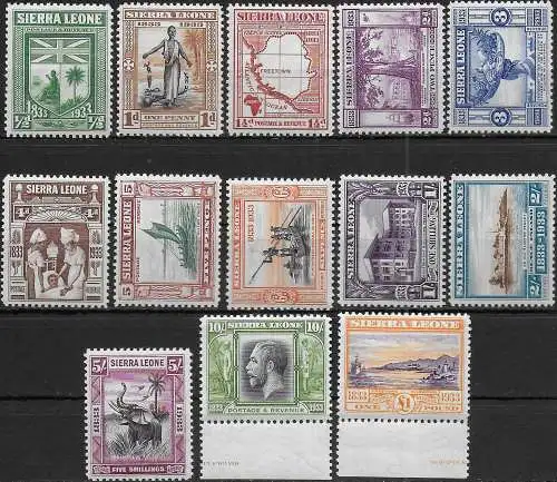 1933 Sierra Leone Wilbeforce 13v. MNH SG n. 168/80