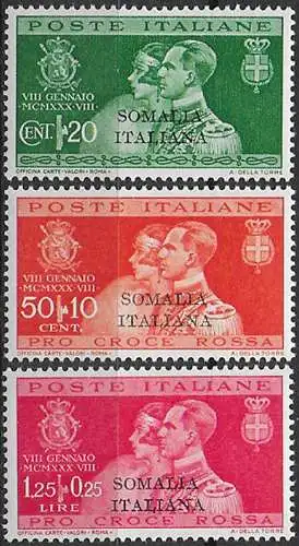 1930 Somalia Umberto's wedding 3v. MNH Sassone n. 130/32