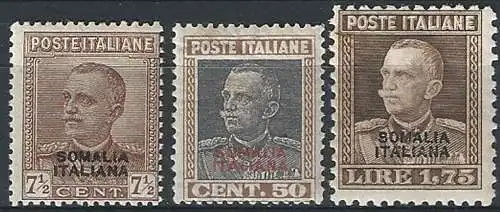 1928 Somalia 3v. MNH Sassone n. 116/118