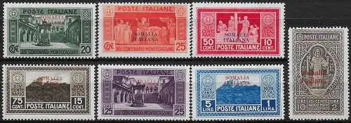 1929 Somalia Montecassino 7v. MNH Sassone n. 123/29