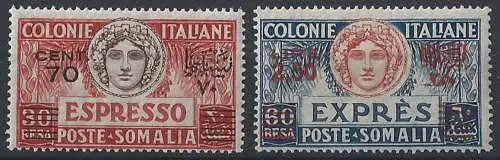 1926 Somalia Espressi Italia Turrita 2v. MNH Sassone n. 5/6