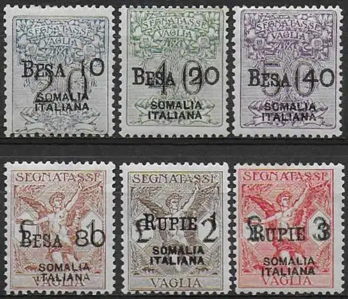 1924 Somalia segnatasse vaglia 6v. MNH Sassone n. 1/6