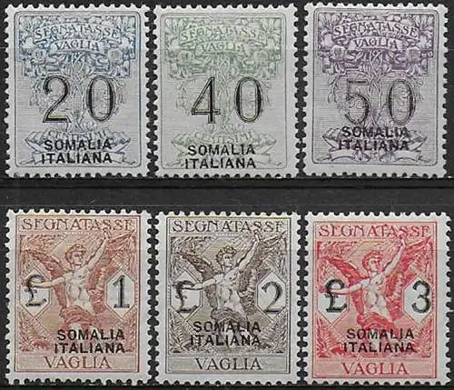 1926 Somalia segnatasse vaglia 6v. MNH Sassone n. 7/12