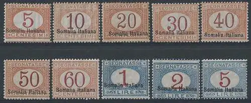 1920 Somalia segnatasse 10v. MNH Sassone n. 23/32