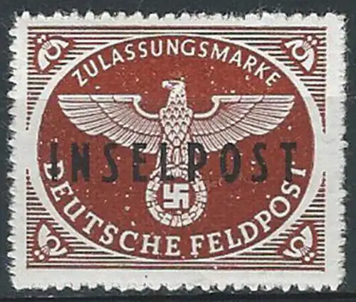 1944 INSELPOST occ. Tedesca Egeo 1v. MNH Sass. n. 3