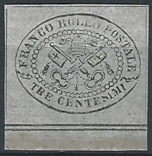 1867 Stato Pontificio 3c. grigio bdf MNH Sassone n. 15