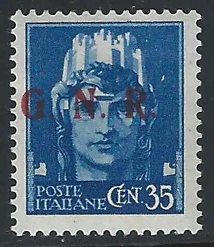 1943 Repubblica Sociale 35c. G.N.R. Brescia III var MNH Sassone n. 476/IIIg