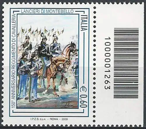 2009 Italia Lancieri di Montebello codice a barre MNH Unif. 3167cb