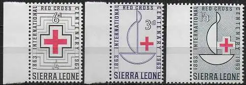 1963 Sierra Leone Red Cross 3v. MNH SG n. 270/72