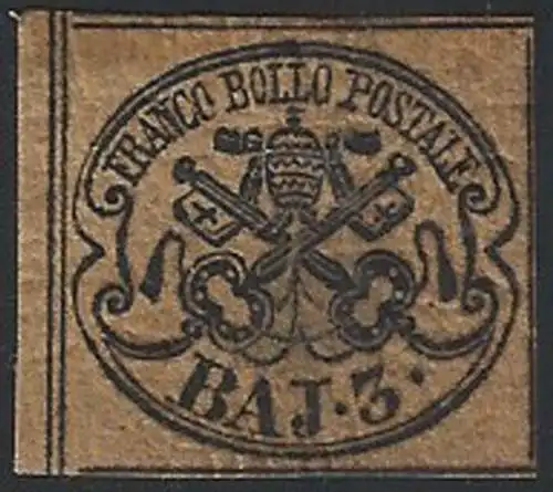 1852 Pontificio 3 baj camoscio MNH Sass n. 4c