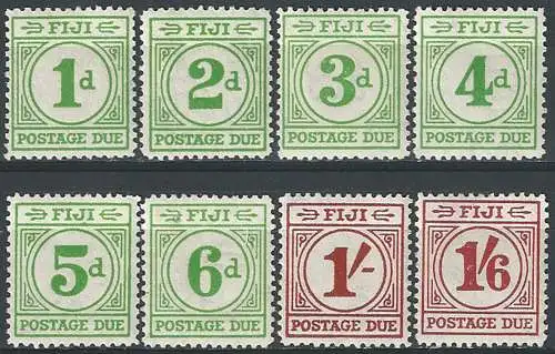 1940 Fiji Giorgio VI Postage Due 8v. MNH SG n. D11/18